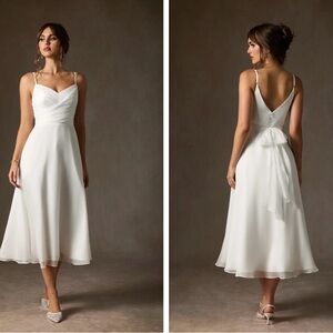 Azazie White Midi Dress - Wedding Rehearsal